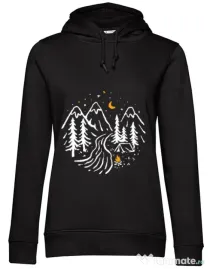 Hoodie dama cu gluga Night camping Negru