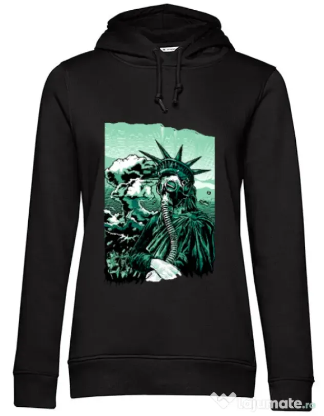Hoodie dama cu gluga Save the liberty Negru
