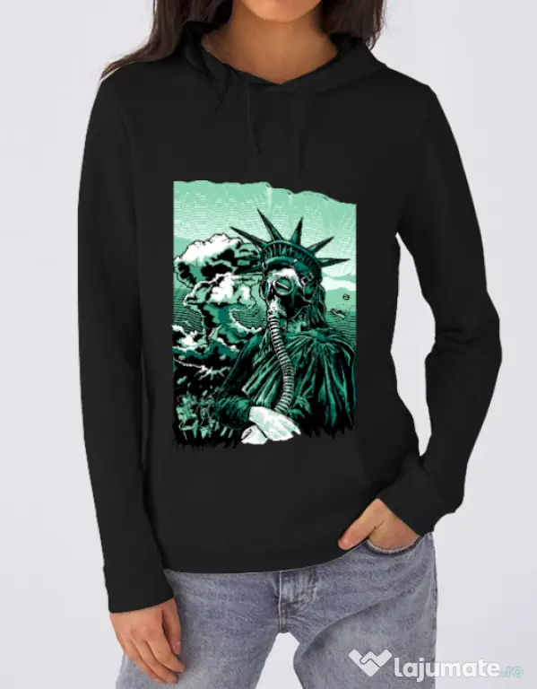 Hoodie dama cu gluga Save the liberty Negru
