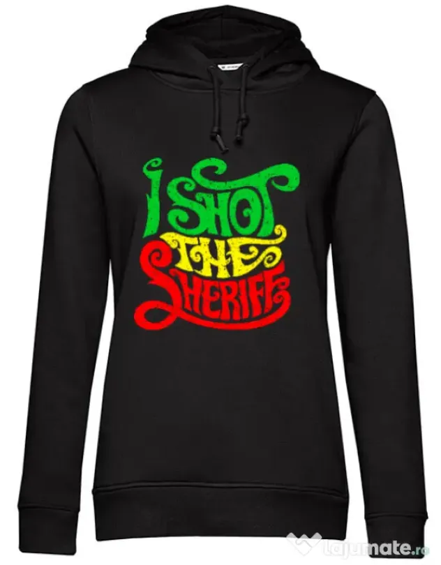 Hoodie dama cu gluga I shot the sheriff Negru