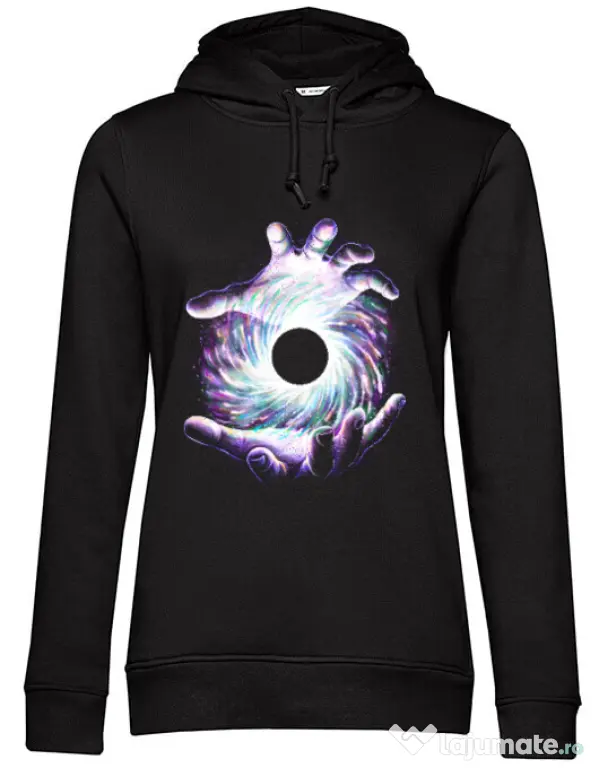 Hoodie dama cu gluga A hole in my hand Negru