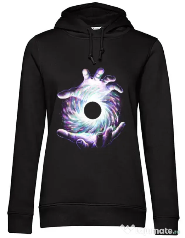 Hoodie dama cu gluga A hole in my hand Negru