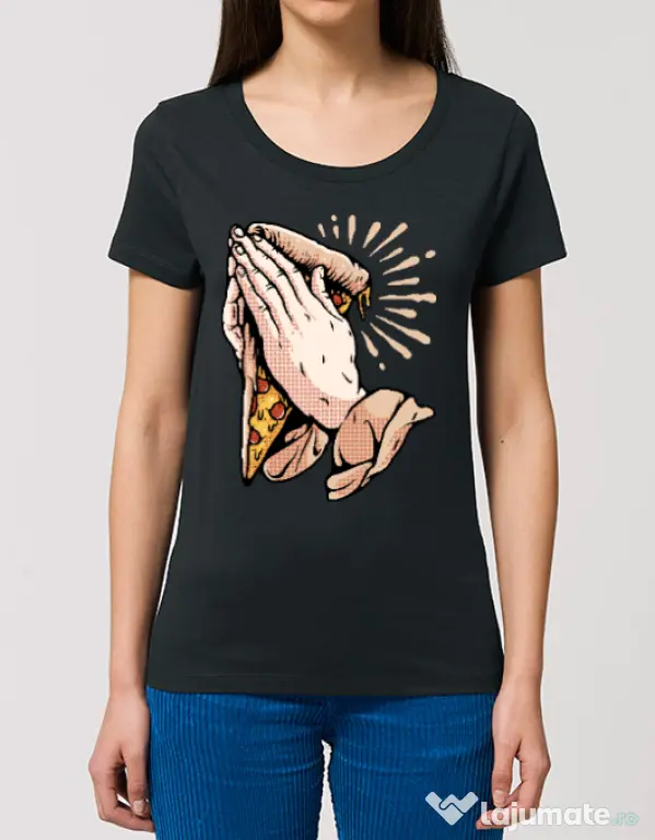 Tricou STANLEY STELLA dama Pray for pizza Negru