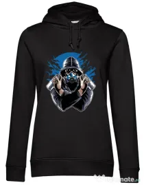 Hoodie dama cu gluga Graffiti gas mask Negru
