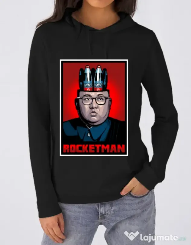 Hoodie dama cu gluga Rocketman Negru