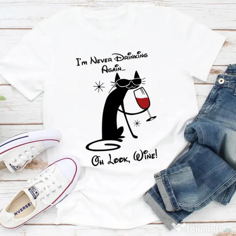 Tricou STANLEY STELLA dama Wine Drinking Cat