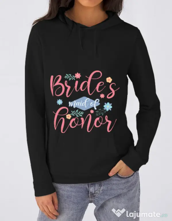 Hoodie Petrecerea burlacitelor B&C Brides maid of honor Negru