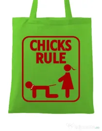 Sacosa personalizata Burlacite Chicks Rule Verde