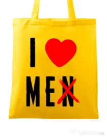 Sacosa personalizata Burlacite I love me Galben