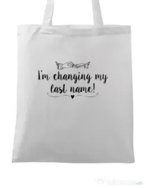 Sacosa personalizata Mireasa Last name Alb