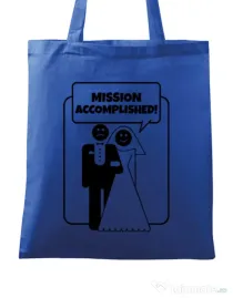 Sacosa personalizata Mireasa Mission Accomplished Albastru regal