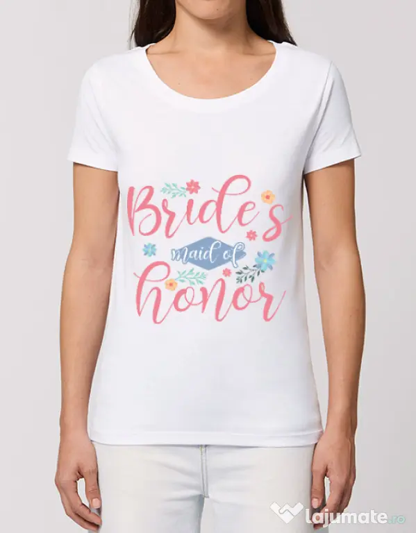 Tricou Petrecerea burlacitelor STANLEY STELLA Brides maid of honor Alb