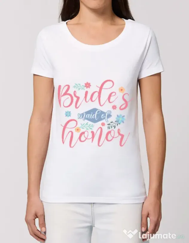 Tricou Petrecerea burlacitelor STANLEY STELLA Brides maid of honor Alb