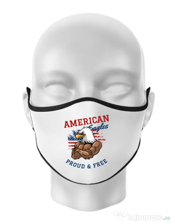 Masca personalizata reutilizabila American eagles Alb