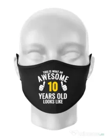 Masca personalizata reutilizabila Awesome birthday Negru