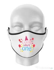 Masca personalizata reutilizabila Baby birthday Alb 