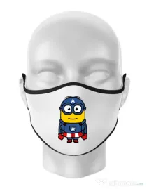 Masca personalizata reutilizabila Captain minion Alb