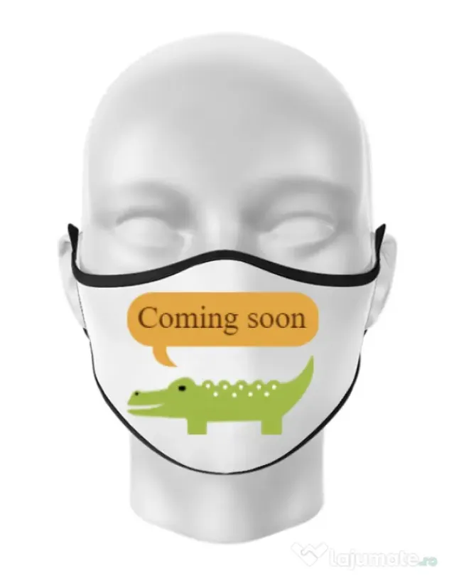 Masca personalizata reutilizabila Coming soon Alb