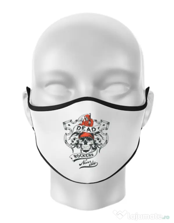 Masca personalizata reutilizabila Dead rockers Alb