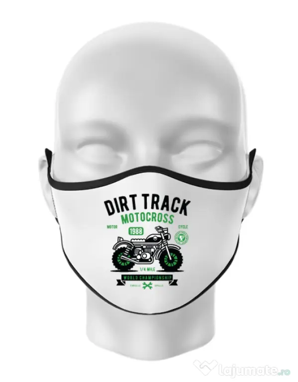 Masca personalizata reutilizabila Dirt Track Alb