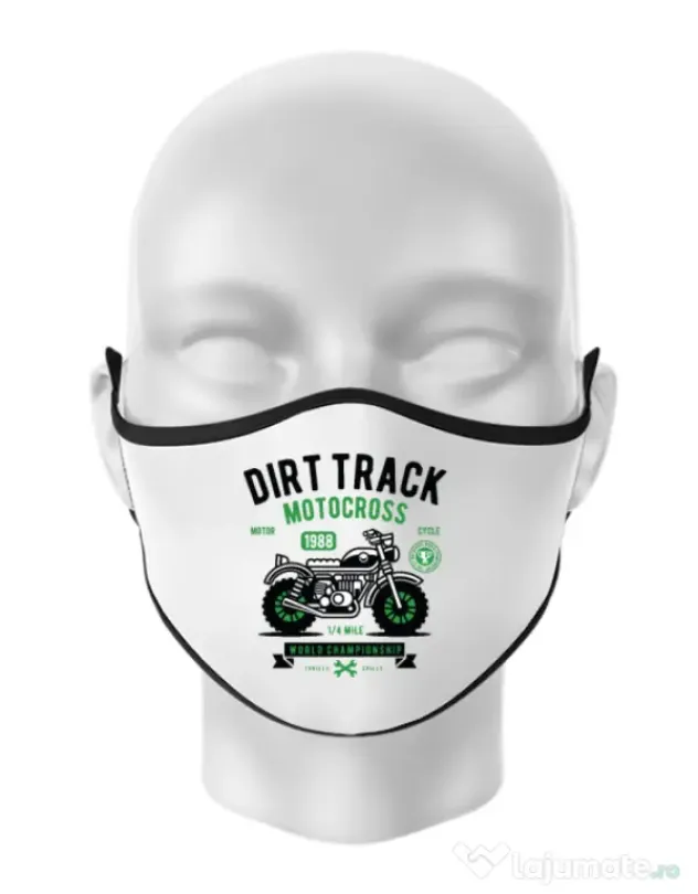 Masca personalizata reutilizabila Dirt Track Alb