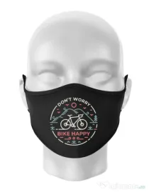 Masca personalizata reutilizabila Don't worry bike happy Negru