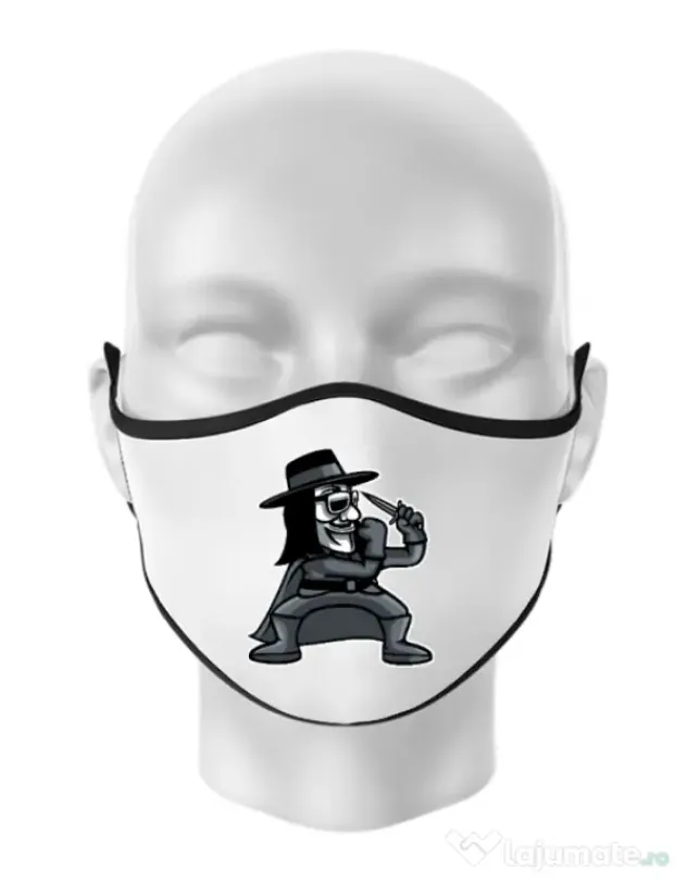 Masca personalizata reutilizabila Fighting Vendetta Alb