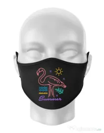 Masca personalizata reutilizabila Flamingo endless summer Negru