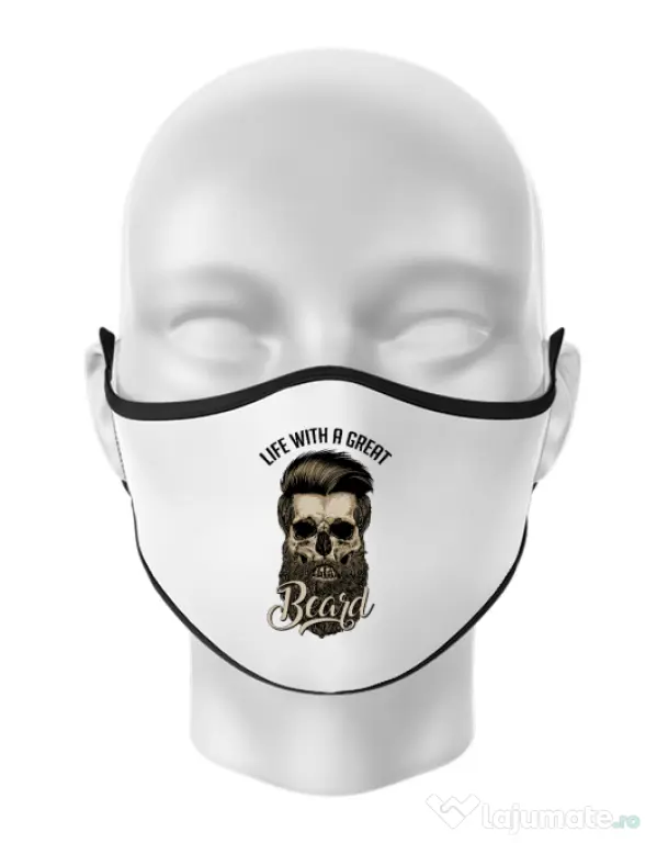 Masca personalizata reutilizabila Great beard Alb