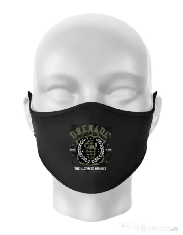 Masca personalizata reutilizabila Grenade Negru