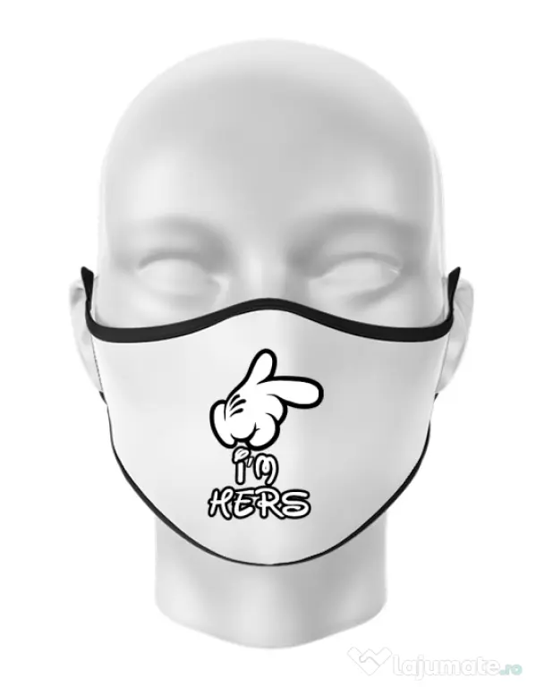 Masca personalizata reutilizabila I am hers Alb