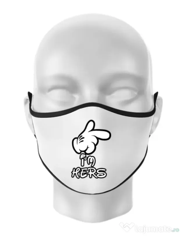 Masca personalizata reutilizabila I am hers Alb