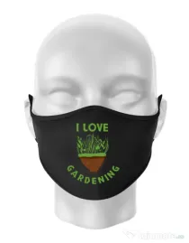 Masca personalizata reutilizabila I love gardening Negru