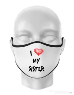 Masca personalizata reutilizabila I love my sister Alb