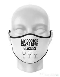 Masca personalizata reutilizabila I need glasses Alb