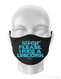 Masca personalizata reutilizabila I ride a unicorn Negru