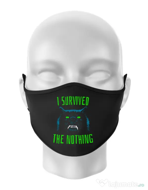 Masca personalizata reutilizabila I survived Negru