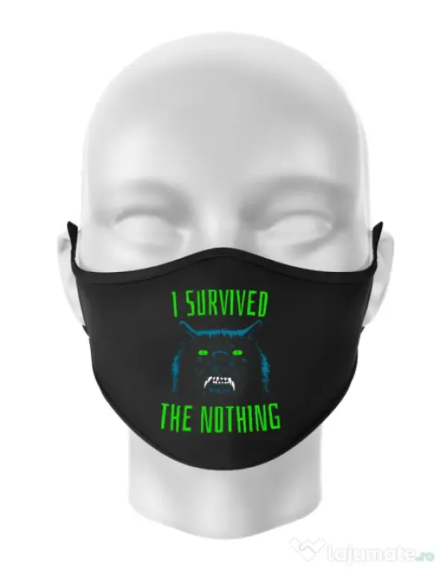 Masca personalizata reutilizabila I survived Negru