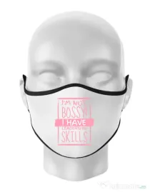 Masca personalizata reutilizabila I’m not bossy Alb
