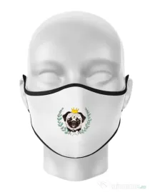 Masca personalizata reutilizabila King Of Pug Alb