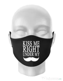 Masca personalizata reutilizabila Kiss me right under Negru