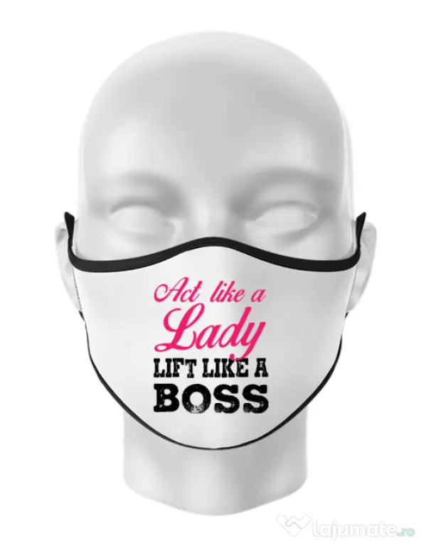 Masca personalizata reutilizabila Lift like a boss Alb