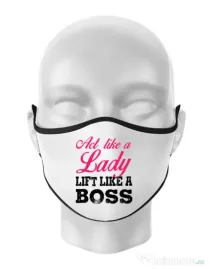 Masca personalizata reutilizabila Lift like a boss Alb