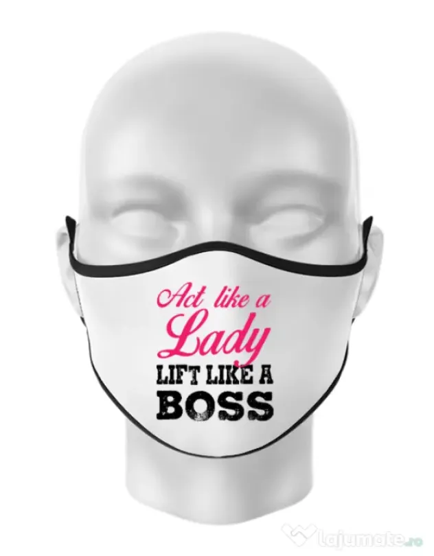Masca personalizata reutilizabila Lift like a boss Alb