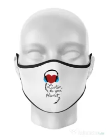Masca personalizata reutilizabila Listen to your heart Alb