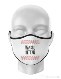 Masca personalizata reutilizabila Mandru oltean Alb