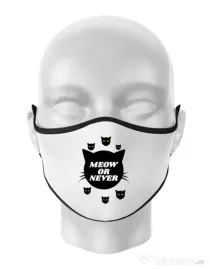 Masca personalizata reutilizabila Meow or never Alb