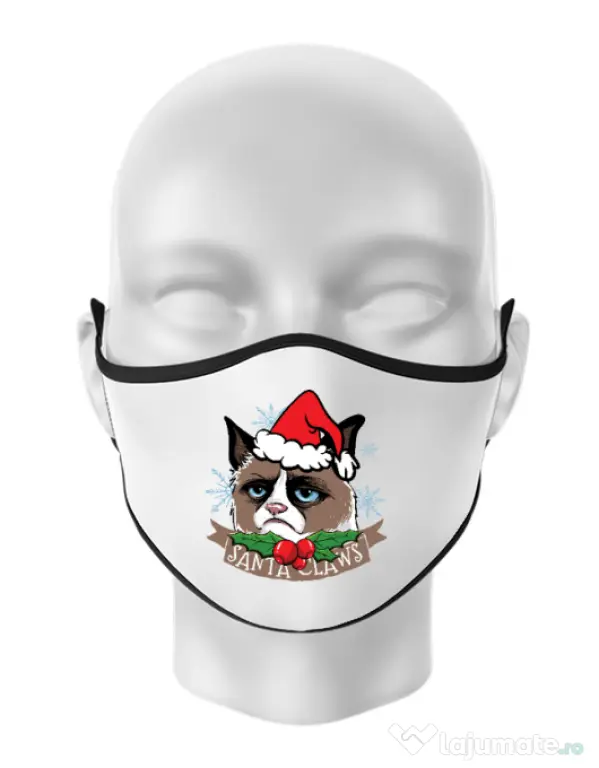 Masca personalizata reutilizabila Santa Claws Alb