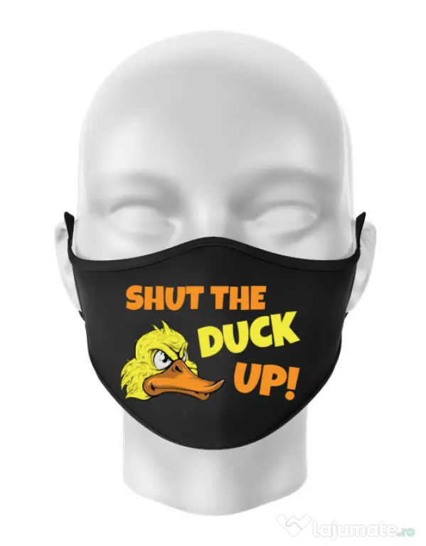 Masca personalizata reutilizabila Shut the duck up Negru