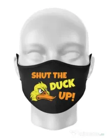 Masca personalizata reutilizabila Shut the duck up Negru